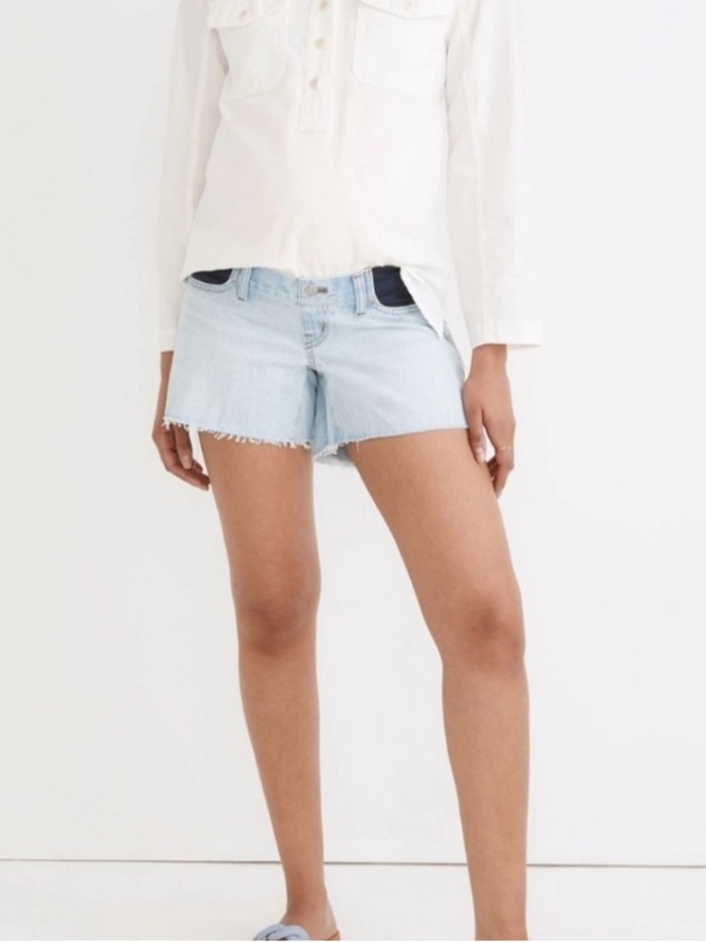 Madewell Maternity Relaxed Mid-Length Denim Shorts